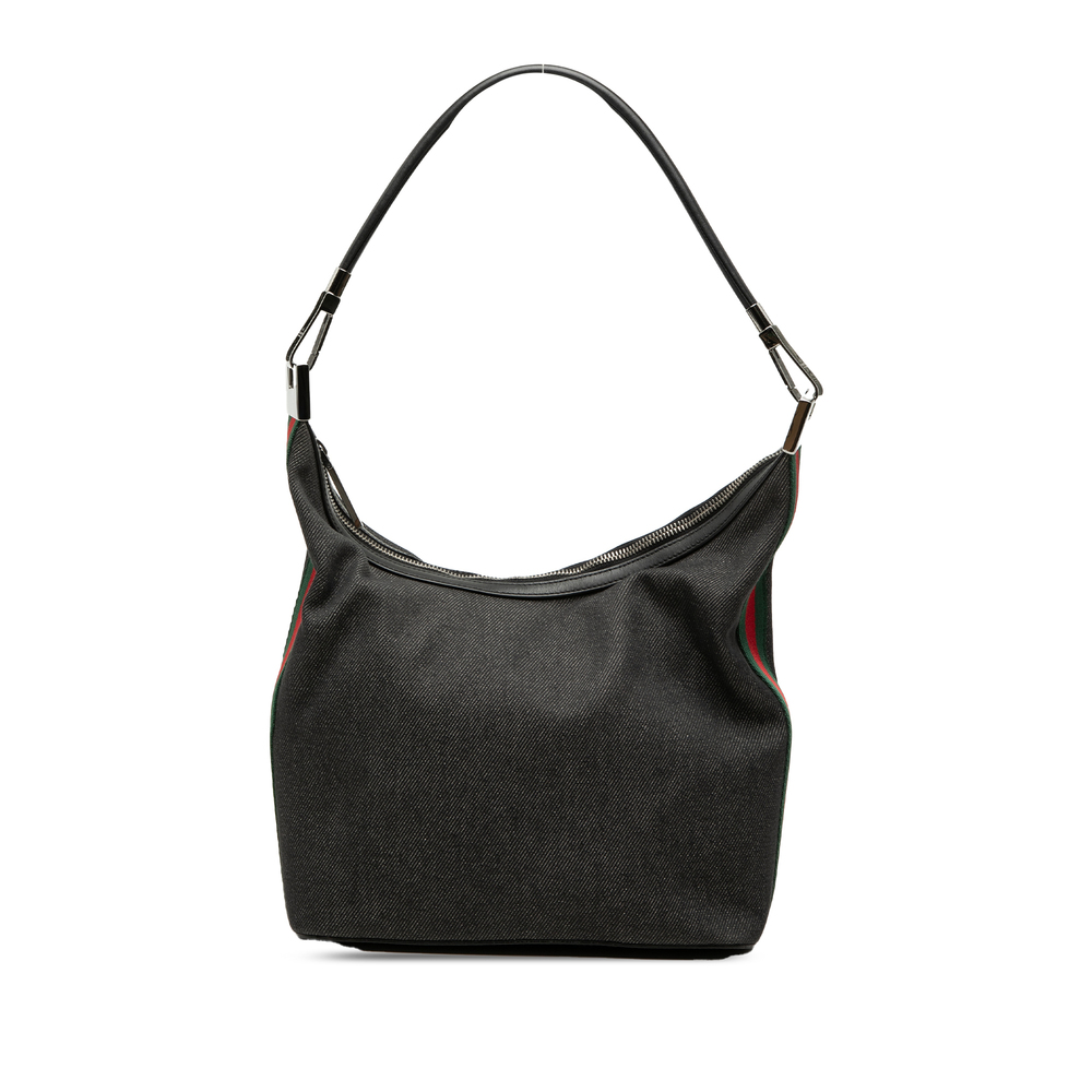 Pre-Loved Gucci Denim Web Shoulder Bag